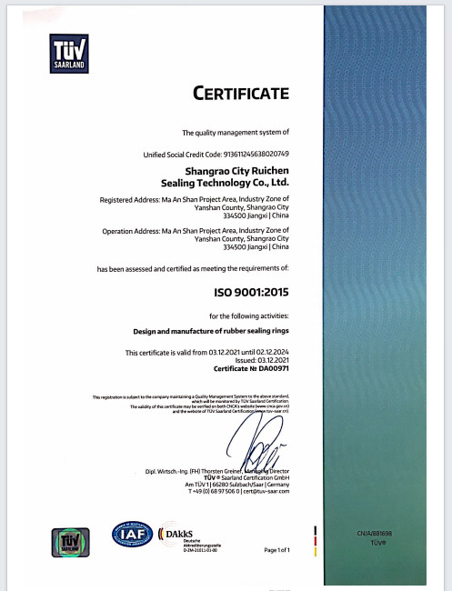 Porcelana Dongguan Ruichen Sealing Co., Ltd. Certificaciones